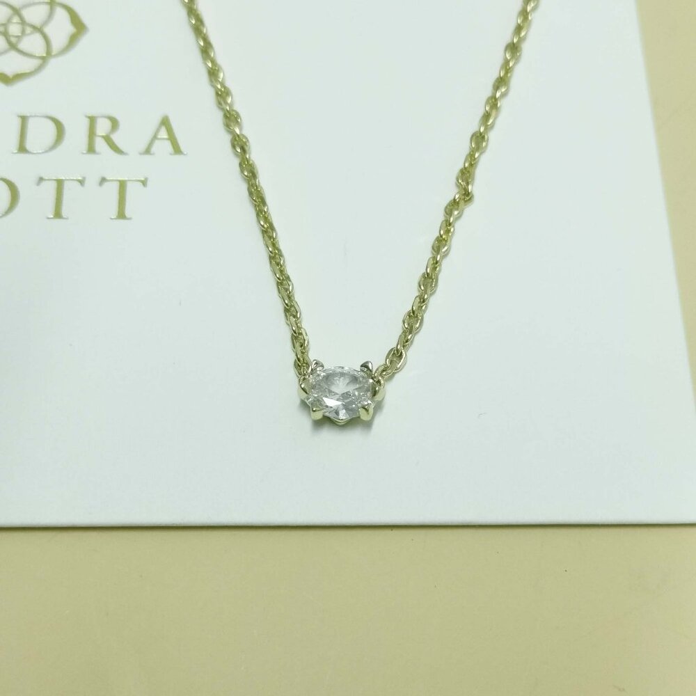 Kendra Scott Cailin Collection. Gold White Crystal Pendant Necklace
